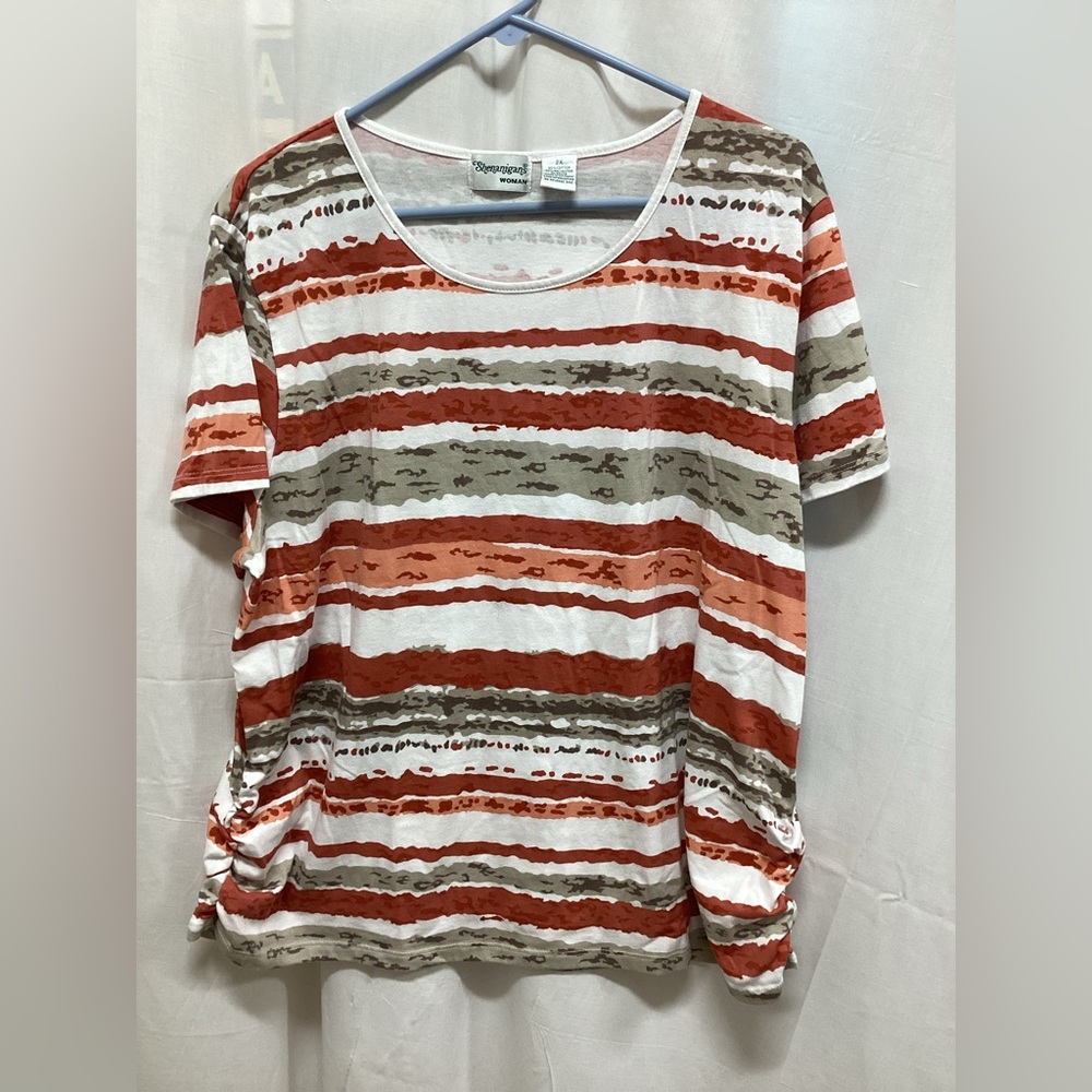 Multicolor Striped Short Sleeve Top